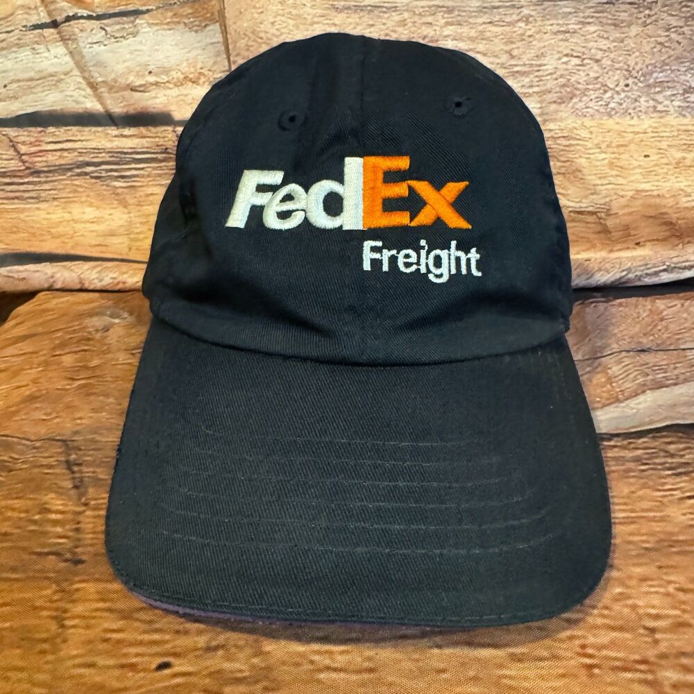 FedEx Freight Hat Mens Black Purple Embroidered Company Employee Strapback Cap